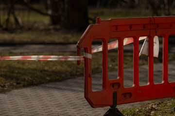 safety signs installed, temporary barricades and signage enable safe passage for pedestrians during...