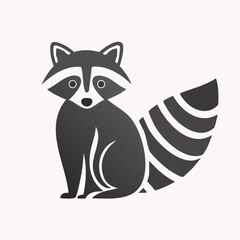 Stylized Raccoon Illustration with Striped Tail and Mask