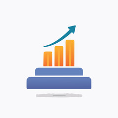 Colorful Upward Trend Bar Graph with Arrow