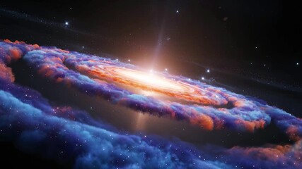 Spiral Galaxy Rotating in Deep Space with Glowing Core and Twinkling Stars - Powered by Adobe