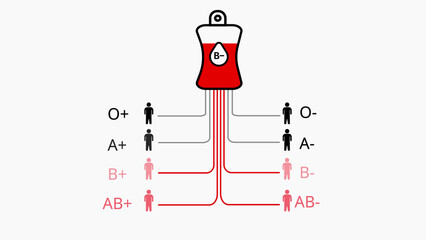 Blood Donation Compatibility Chart Illustrating aB Negative Blood Bag and Compatible Recipients blood type