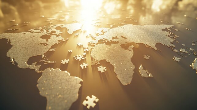 Fragmented World Map Representing Global Trade Disruption