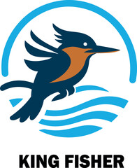 Kingfisher bird logo icon vector white background .