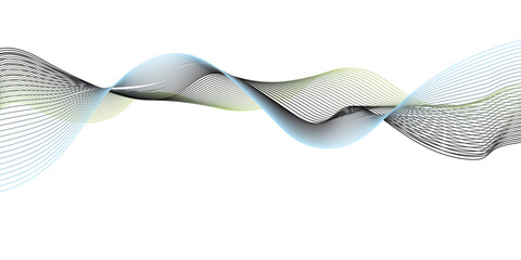 Abstract Fluid Wave Composition for Modern Design. Digital Sound Flow Equalizer. Minimal Line Art Vector Background.