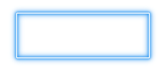 glowing blue neon light rectangle with sparkle effect on transparent background