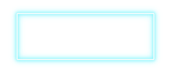 Obraz premium sparkling cyan neon rectangle frame border on transparent background