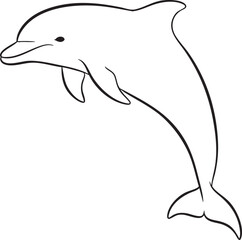 Obraz premium Dolphin Outline Drawing | Simple Black and White Dolphin Illustration