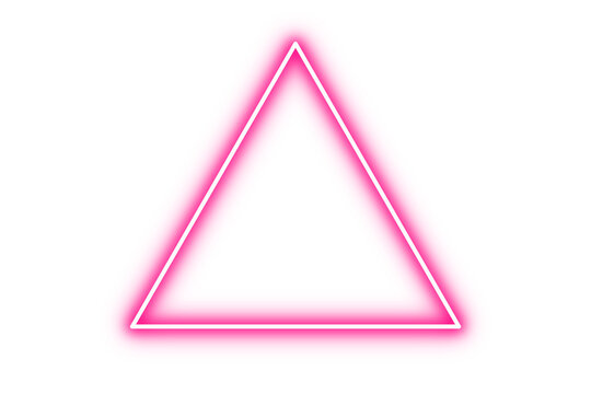 glowing maroon neon light triangle with sparkle effect on transparent background