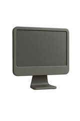 A dark gray computer monitor on a stand against a white background.