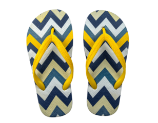  Top-Down View of Chevron Pattern Flip Flops in Bright Summer Colors Isolated on Transparent Background