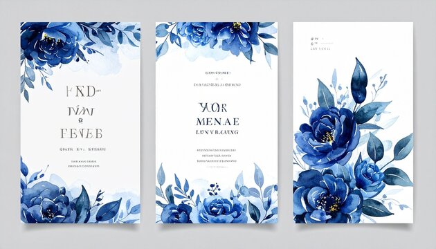 Elegant blue floral invitations