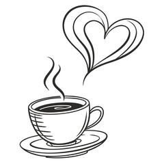 Vector art of coffee cup with heart