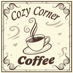 Vector art of cozy corner coffee shop logo design