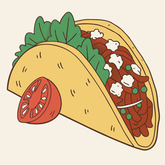 Vector art of delicious taco with tomato illustration