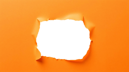 Ripped transparent hole in orange paper