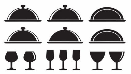 Elegant dining concept featuring cloche food covers alongside wine glasses, perfect for restaurant branding