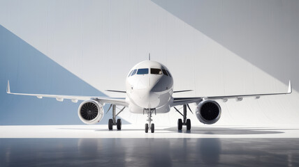 Naklejka premium Sleek modern airplane studio photograph transportation aviation travel aircraft