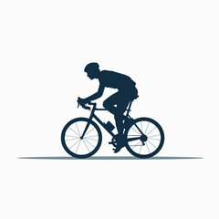 Fototapeta premium A cyclist rides a bicycle in profile view on a road