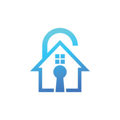 home padlock vector abstract logo modern style