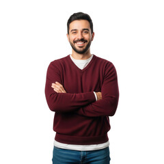 Illustration of smiling man with crossed arms isolated on transparent background
