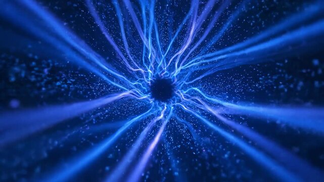 Cosmic Vortex: An abstract representation of a cosmic event with a central black core. It is showcasing the visual spectacle of an imploding portal, a surreal voyage through a quantum gateway. 