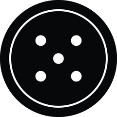 Five-Hole Button Black Circular Icon