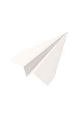Simple white paper airplane flying through the air.