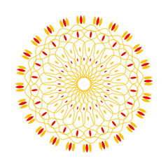 Yellow red festive flower shape design element