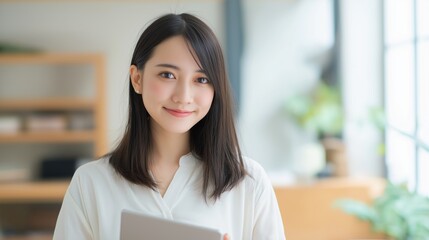 Fototapeta premium タブレットを持って仕事をする女性