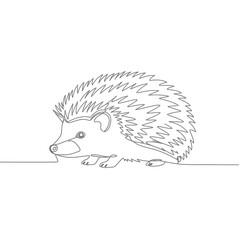 Minimalist one line drawing of a cute hedgehog, artistic and expressive