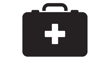 Obraz premium Simple black and white medical kit icon illustration for health care and emergencies