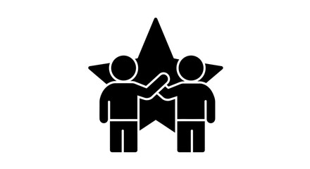 Successful team collaboration with high five gesture against a star backdrop