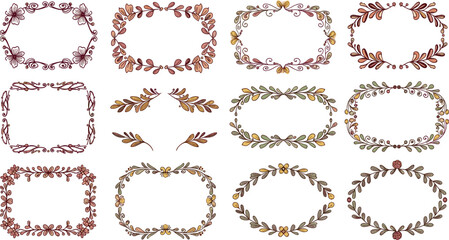 Set of Floral Frame Illustrations Elegant Designs for Invitations, Decorations, and Creative Projects