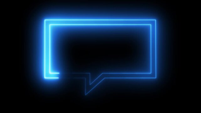 Neon text message neon color icon glowing animation black background.4k video animation