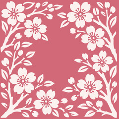 sakura branches frame with empty space for text on colorful background