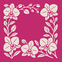 orchid frame with empty space for text on colorful background