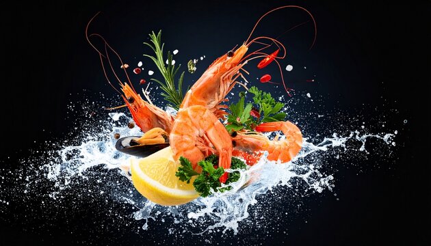 Seafood explosion with seasoning, creative dynamic ad style