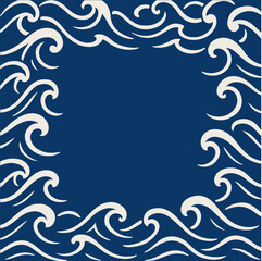 waves frame with empty space for text on colorful background