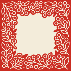 branches with berries frame with empty space for text on colorful background