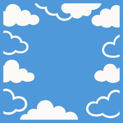clouds frame with empty space for text on colorful background