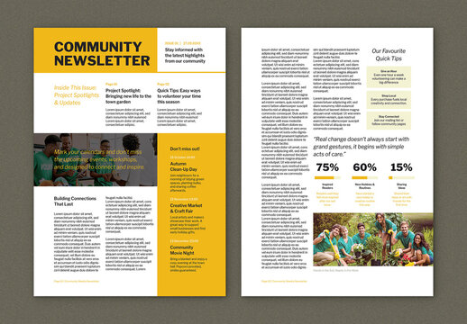 Community Newsletter with Yellow Accents