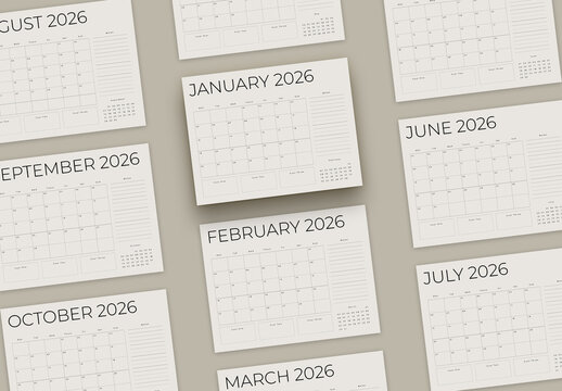 Minimal 2026 Calendar Layout
