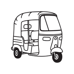  Black and White Auto Rickshaw Line Art Design.