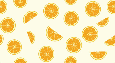 Obraz premium Seamless pattern of fresh citrus fruit slices with a subtle grunge texture.