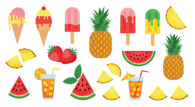 Sweet summer fruits and icy treats for a refreshing day. - Powered by Adobe
