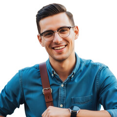 Illustration of smiling man with glasses isolated on transparent background