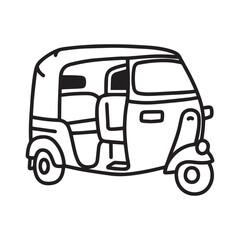  Black and White Auto Rickshaw Line Art Design.