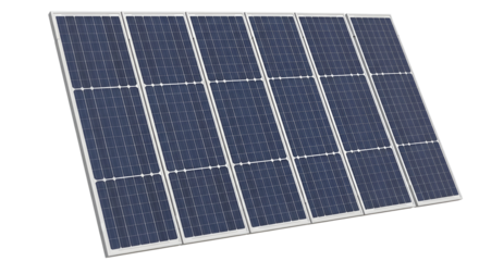 A solar panel isolated on transparent background, representing renewable energy and sustainability