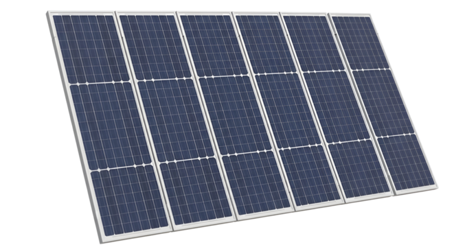 A solar panel isolated on transparent background, representing renewable energy and sustainability