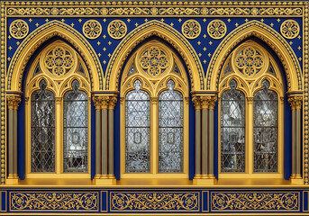 Ornate Gothic Arches with Stained Glass Windows